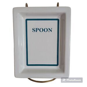 Mainstays Ceramic Rectangular Spoon Rest Utensil Holder Kitchen Stove Countertop